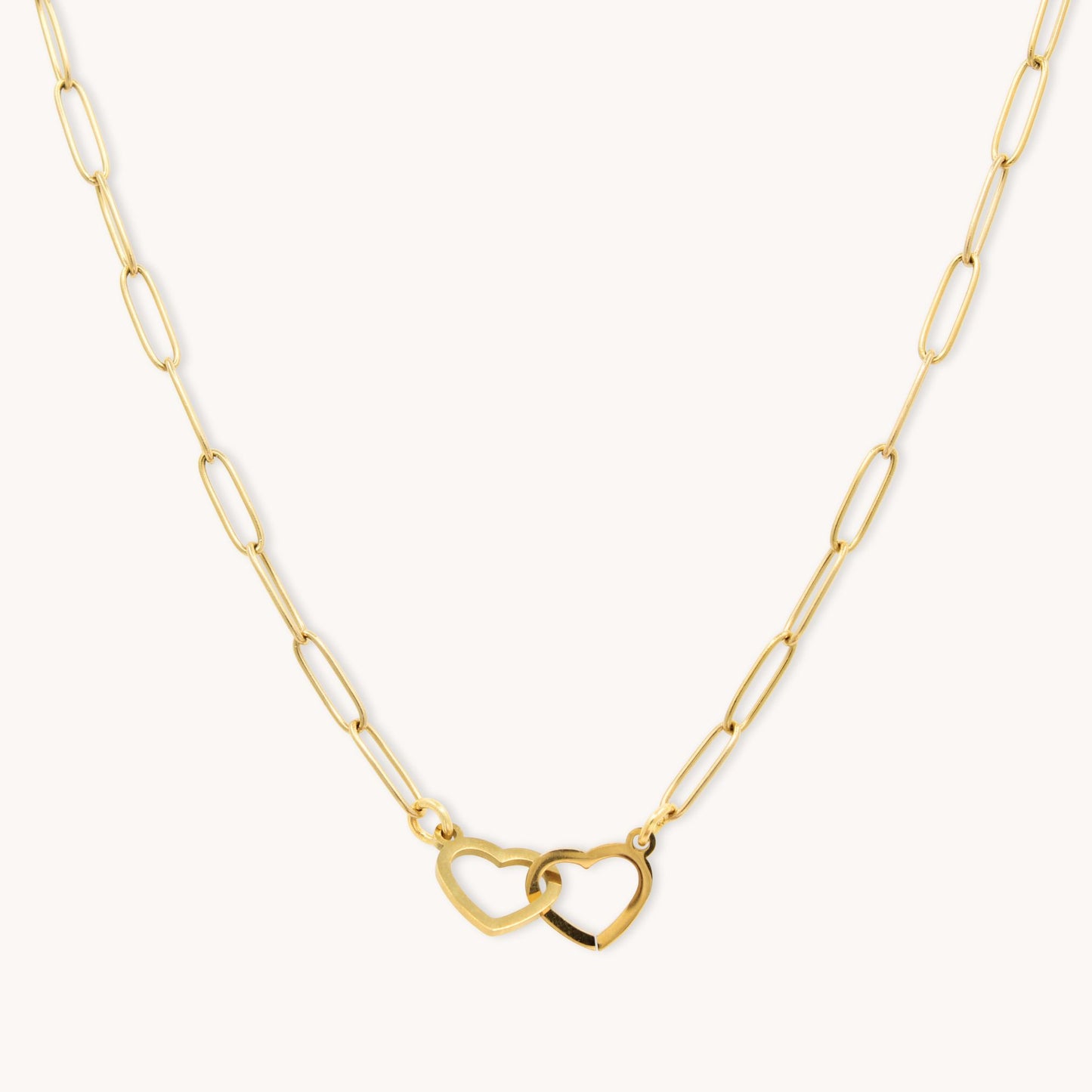 30N1830G - Interlinked Heart Paperclip Necklace