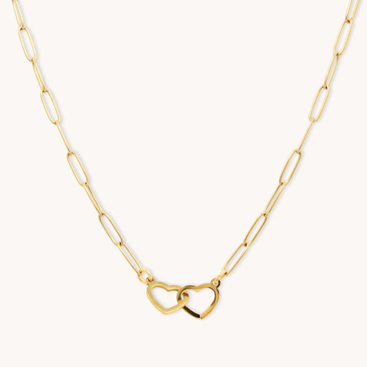 30N1830G - Interlinked Heart Paperclip Necklace