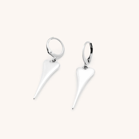 30E3111 - Pointed Heart Huggie Hoops, Silver