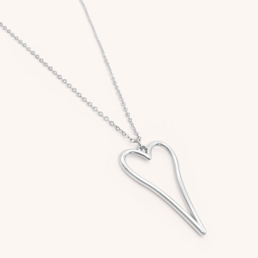 30N1616 - Hourglass Open Heart Fine Necklace, Silver