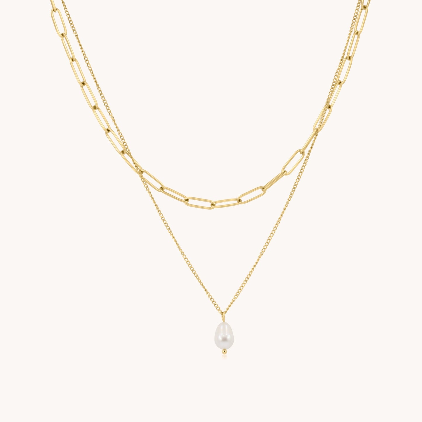 30N1867G - Layered Pearl Necklace, Gold