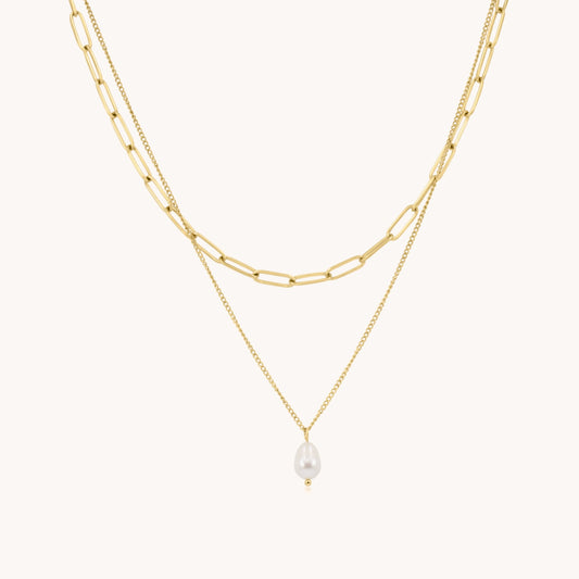 30N1867G - Layered Pearl Necklace, Gold
