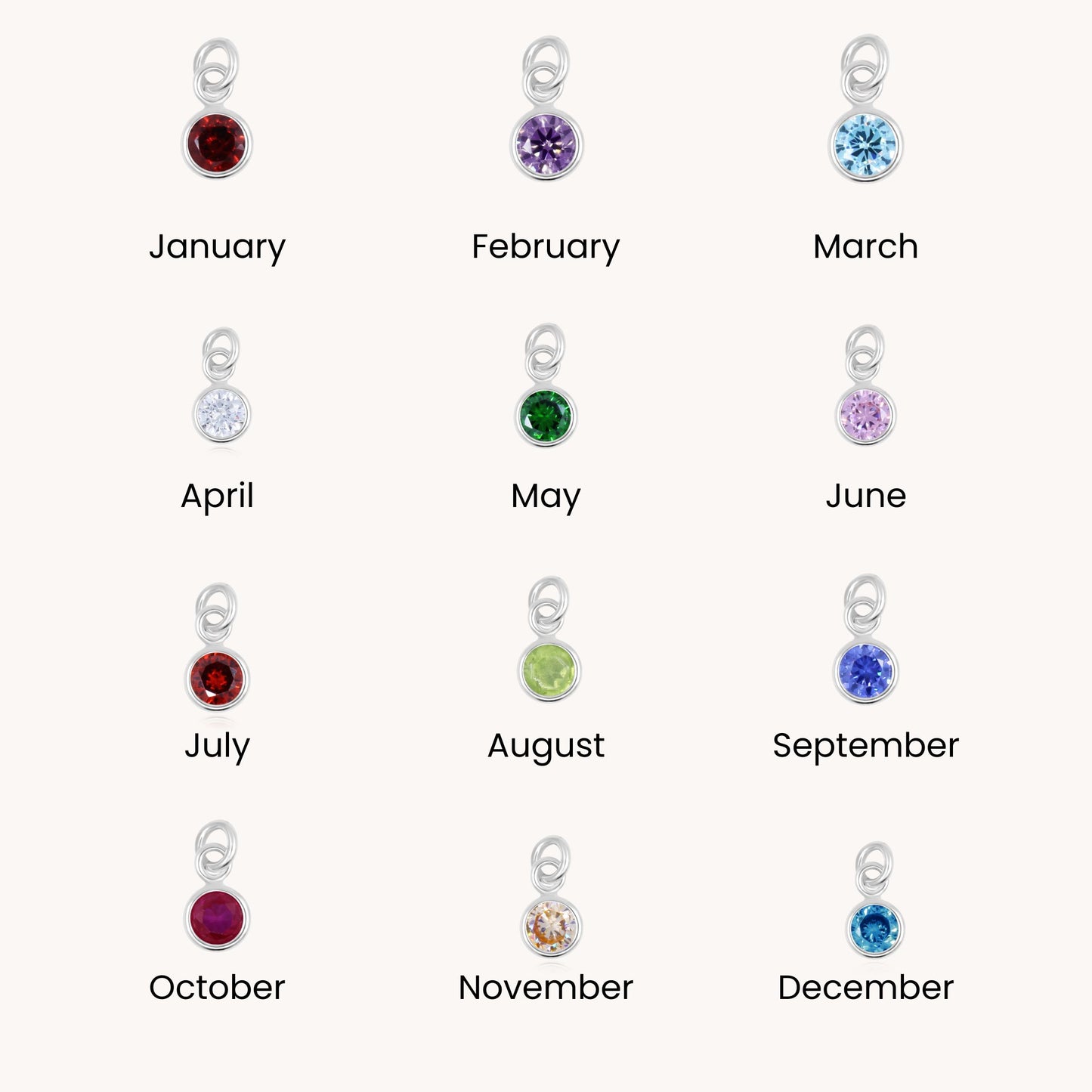 30E3185 - Birthstone Huggie Hoops, Silver