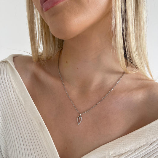 30N1605 - Mini Open Heart Fine Necklace, Silver