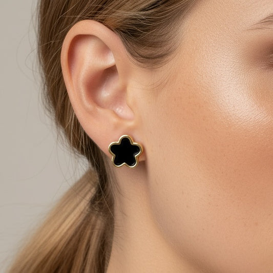 30E3323G - Black Clover Stud Earrings, Gold