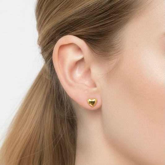 30E3309G - Mini Heart Stud Earrings, Gold