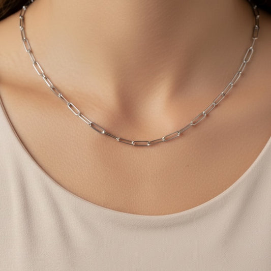 30N1825 - Paperclip Necklace, Silver