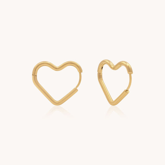 30E3117G - Heart Huggie Hoops, Gold