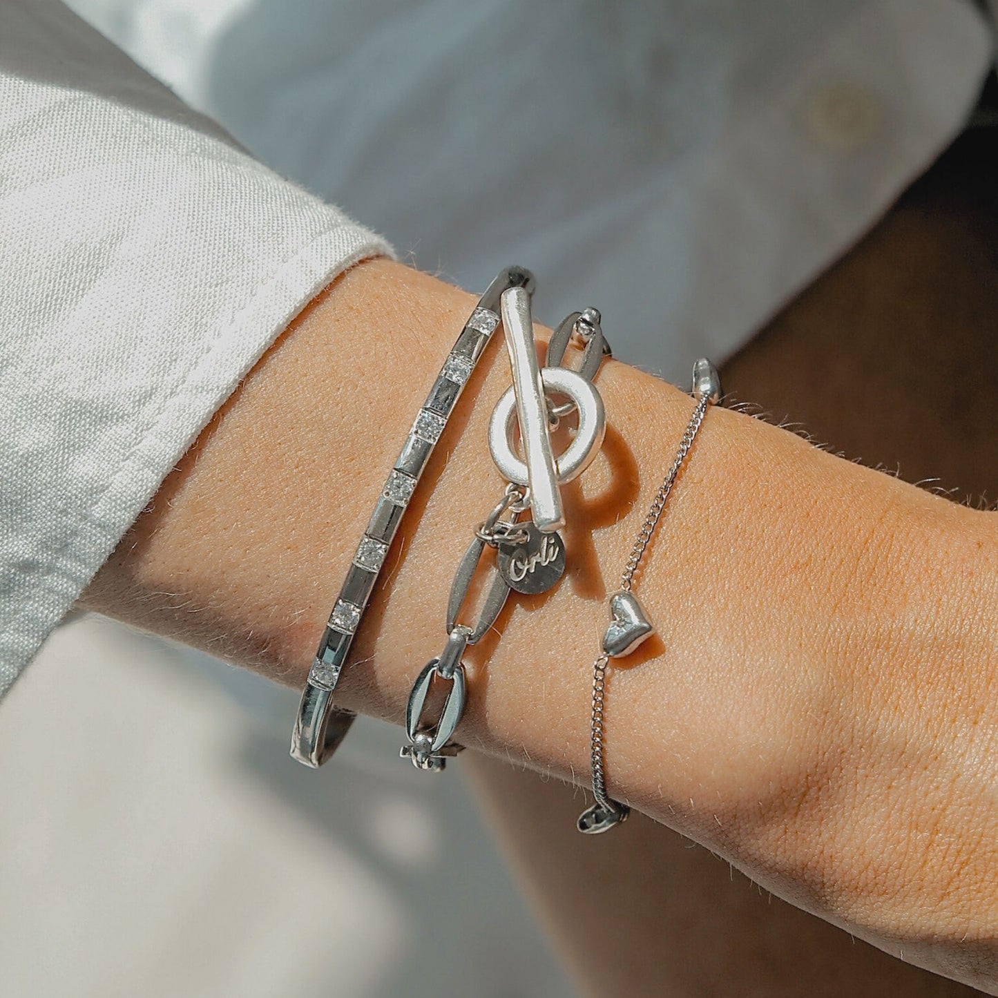 30B2847 - Long Link T-Bar Bracelet, Silver