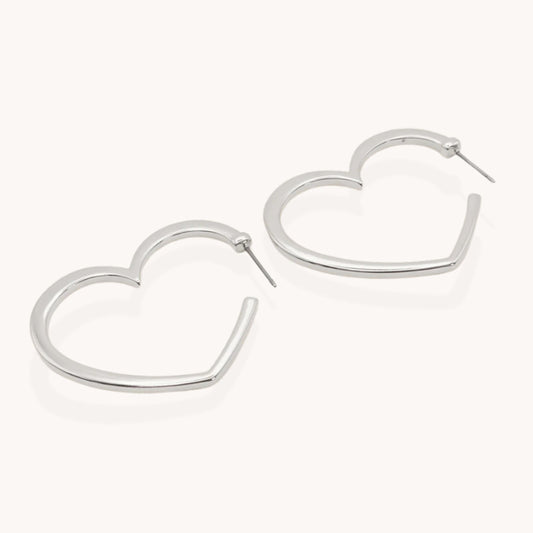 30E3353 - Heart Hoops, Silver