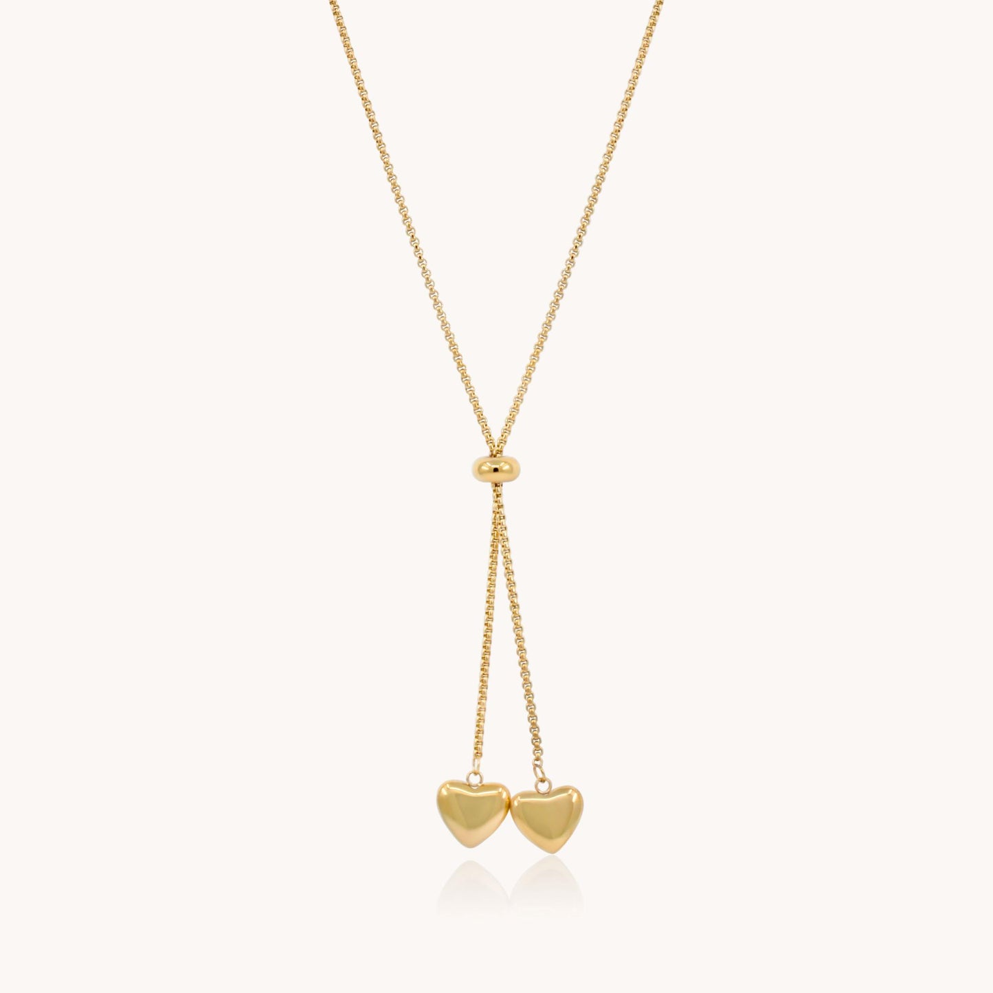 30N1813G - Twin Hearts Adjustable Necklace, Gold