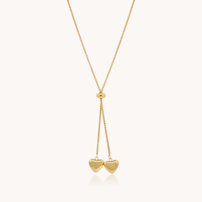 30N1813G - Twin Hearts Adjustable Necklace, Gold