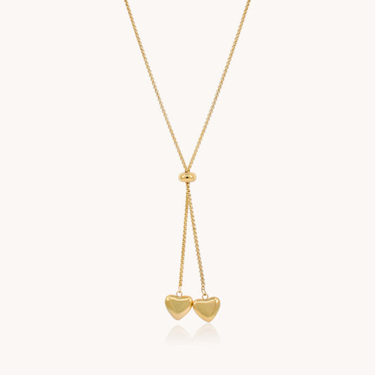 30N1813G - Twin Hearts Adjustable Necklace, Gold