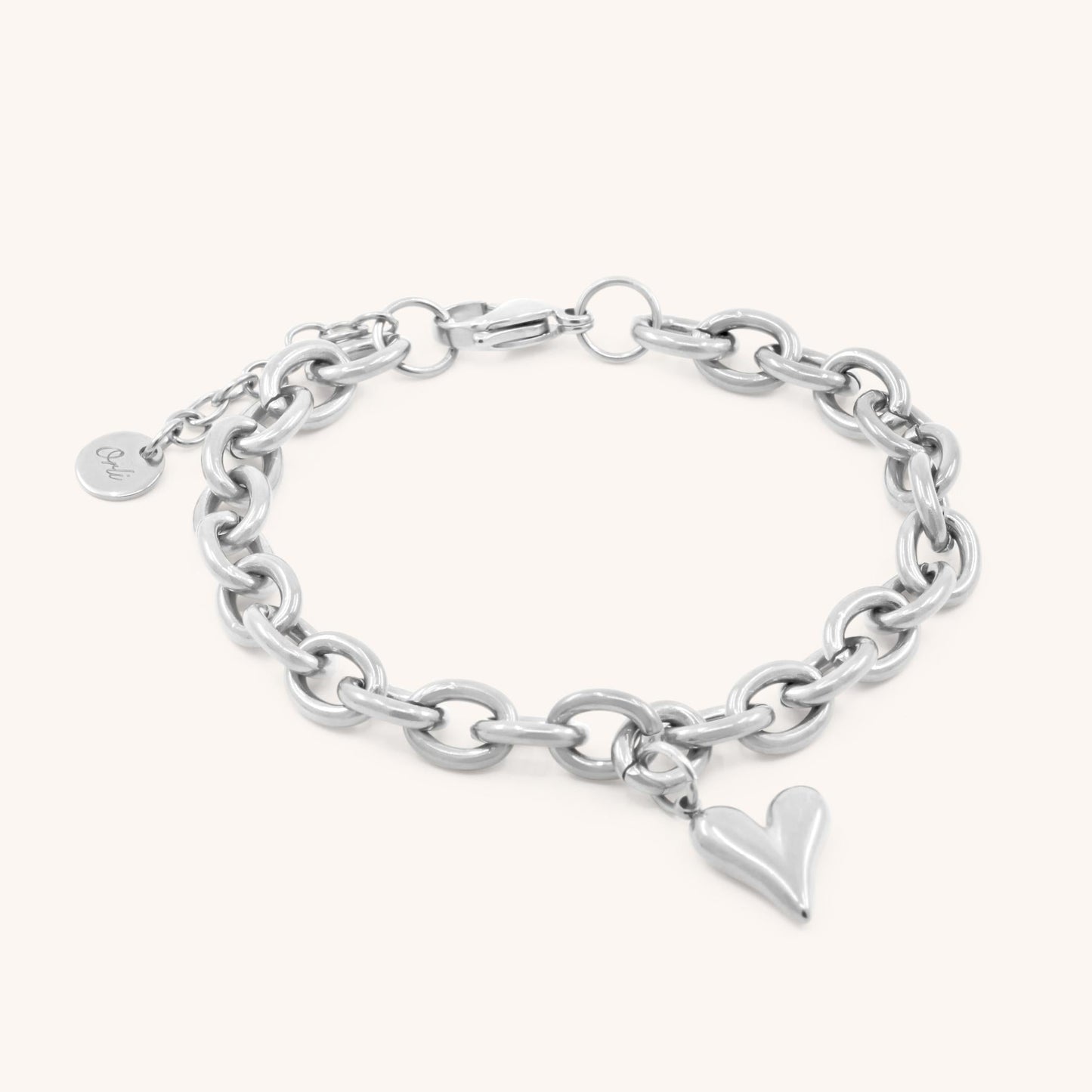 30B2226 - Celine Heart Chunky Bracelet, Silver