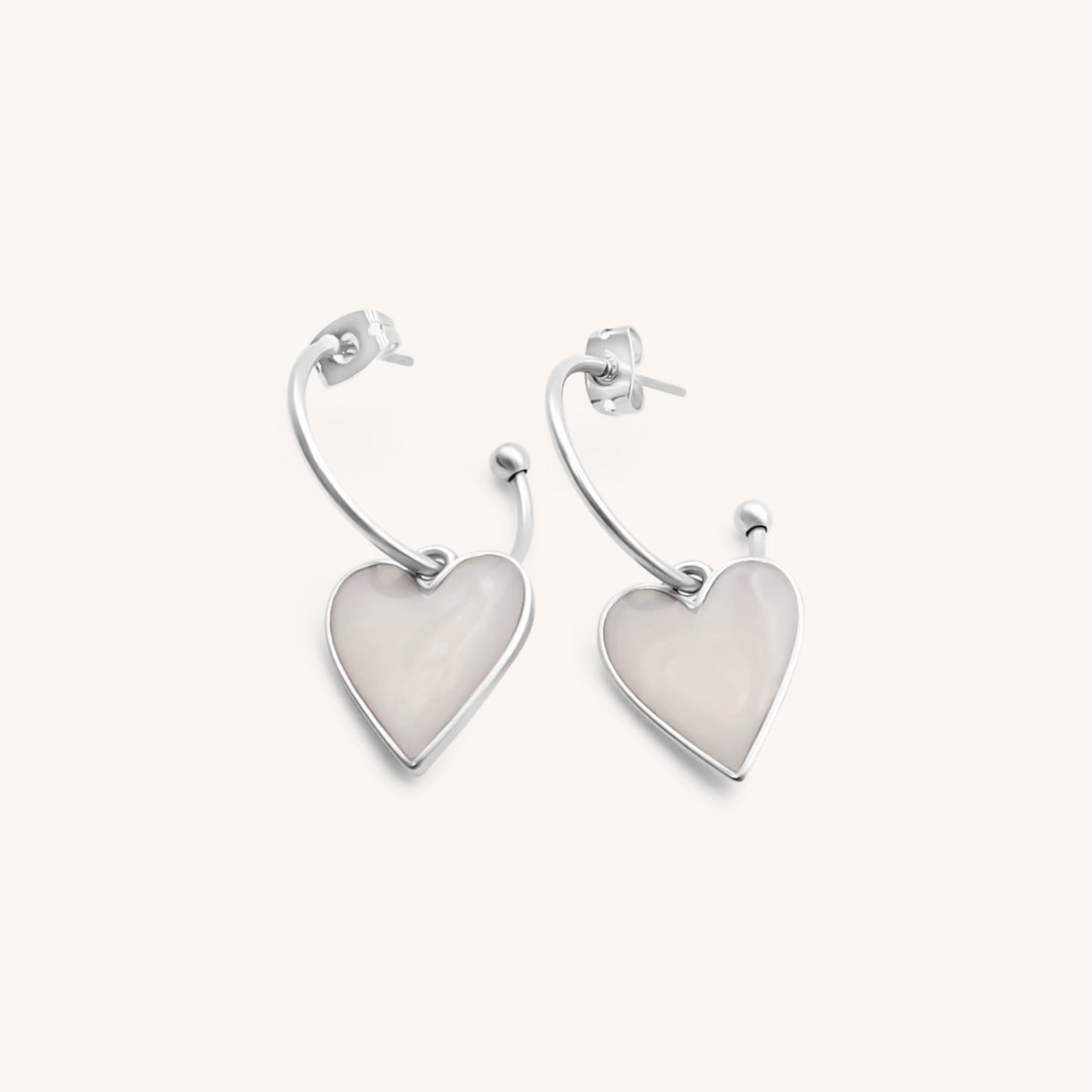 30E3110 - Marble Heart Hoop Earrings