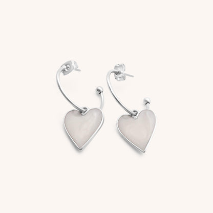 30E3110 - Marble Heart Hoop Earrings
