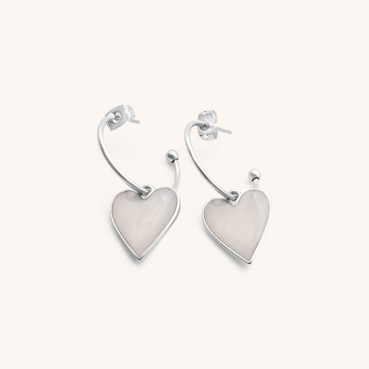 30E3110 - Marble Heart Hoop Earrings