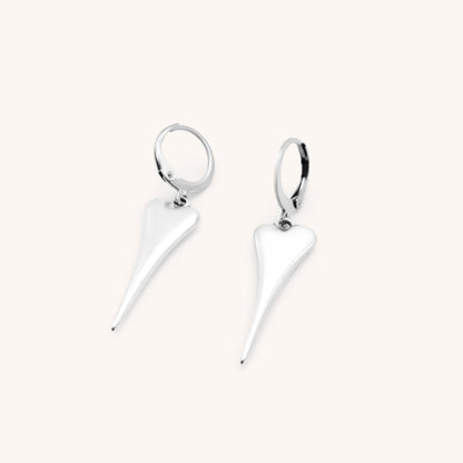 30E3111 - Pointed Heart Huggie Hoops, Silver