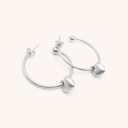 30E3115 - Puffed Heart Large Hoop Earrings