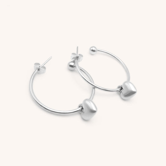 30E3115 - Puffed Heart Large Hoop Earrings