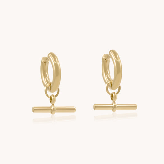 30E3134G - T-bar Chunky Hoops, Gold