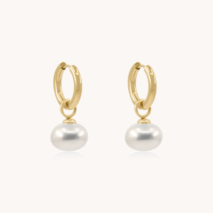 30E3136G - Orb Pearl Chunky Hoops, Gold