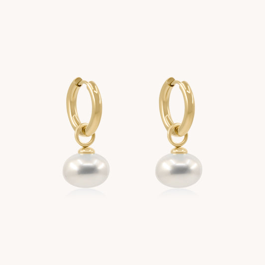 30E3136G - Orb Pearl Chunky Hoops, Gold
