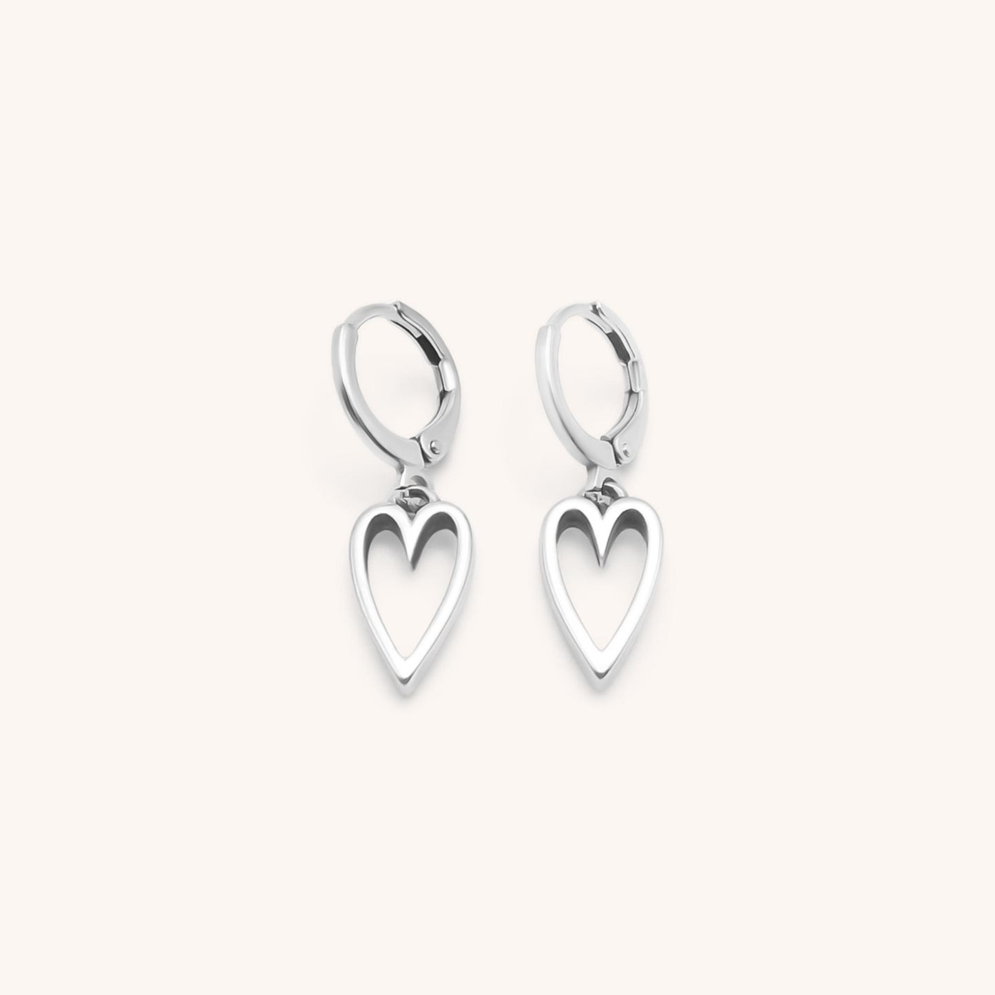 30E3188 - Open Heart Huggie Hoops, Silver