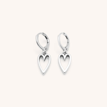 30E3188 - Open Heart Huggie Hoops, Silver