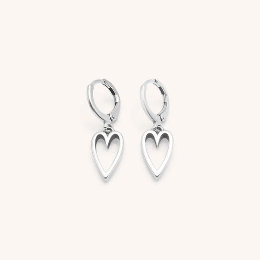 30E3188 - Open Heart Huggie Hoops, Silver