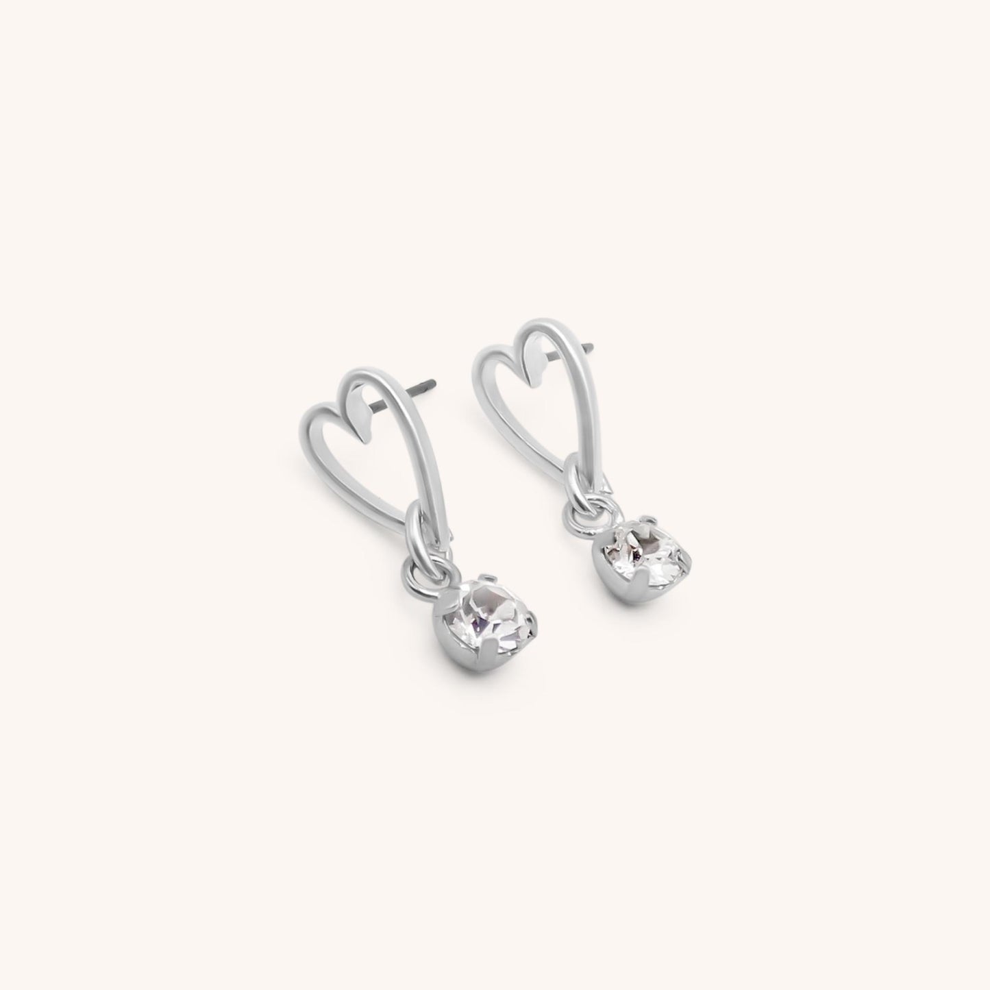 30E3302 - Open Heart & Birthstone Stud Earrings, Silver
