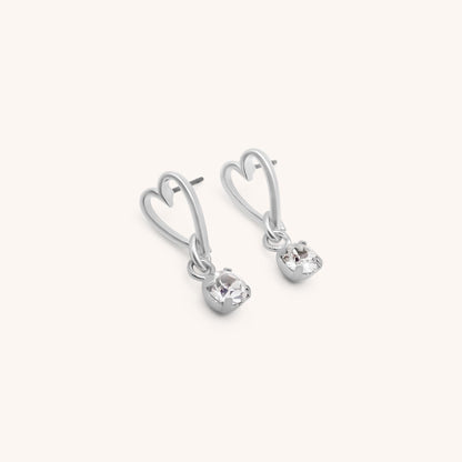 30E3302 - Open Heart & Birthstone Stud Earrings, Silver