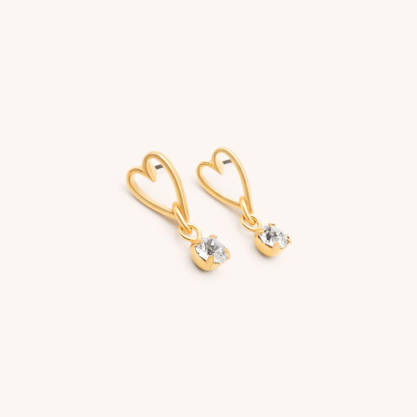 30E3302G - Open Heart & Birthstone Stud Earrings, Silver