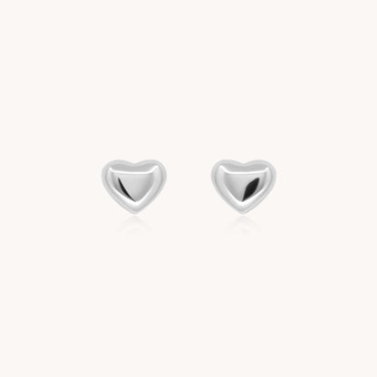 30E3309 - Mini Heart Stud Earrings, Silver