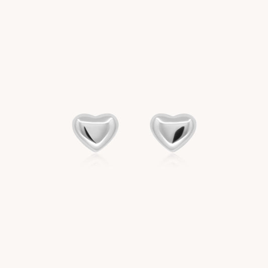 30E3309 - Mini Heart Stud Earrings, Silver
