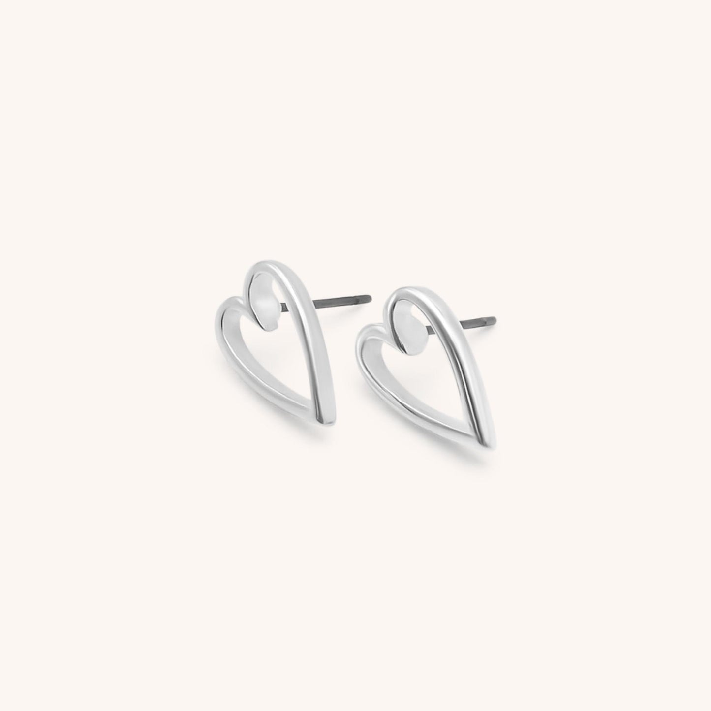 30E3328 - Mini Open Heart Stud Earrings, Silver