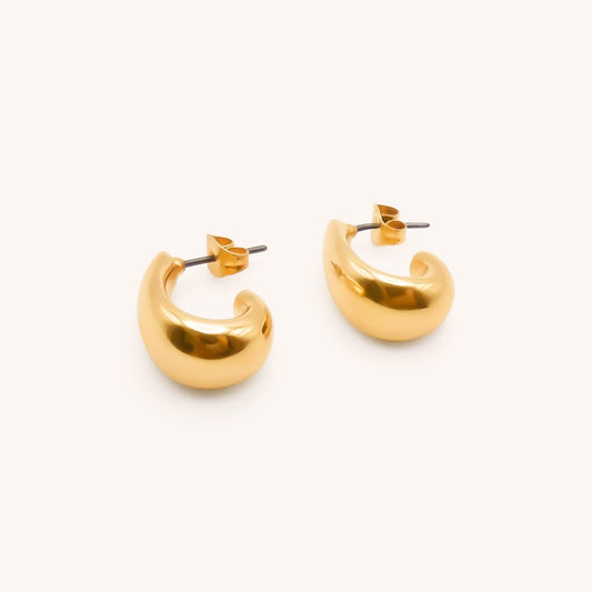 30E3343G - Chunky Half Hoop Earrings, Gold