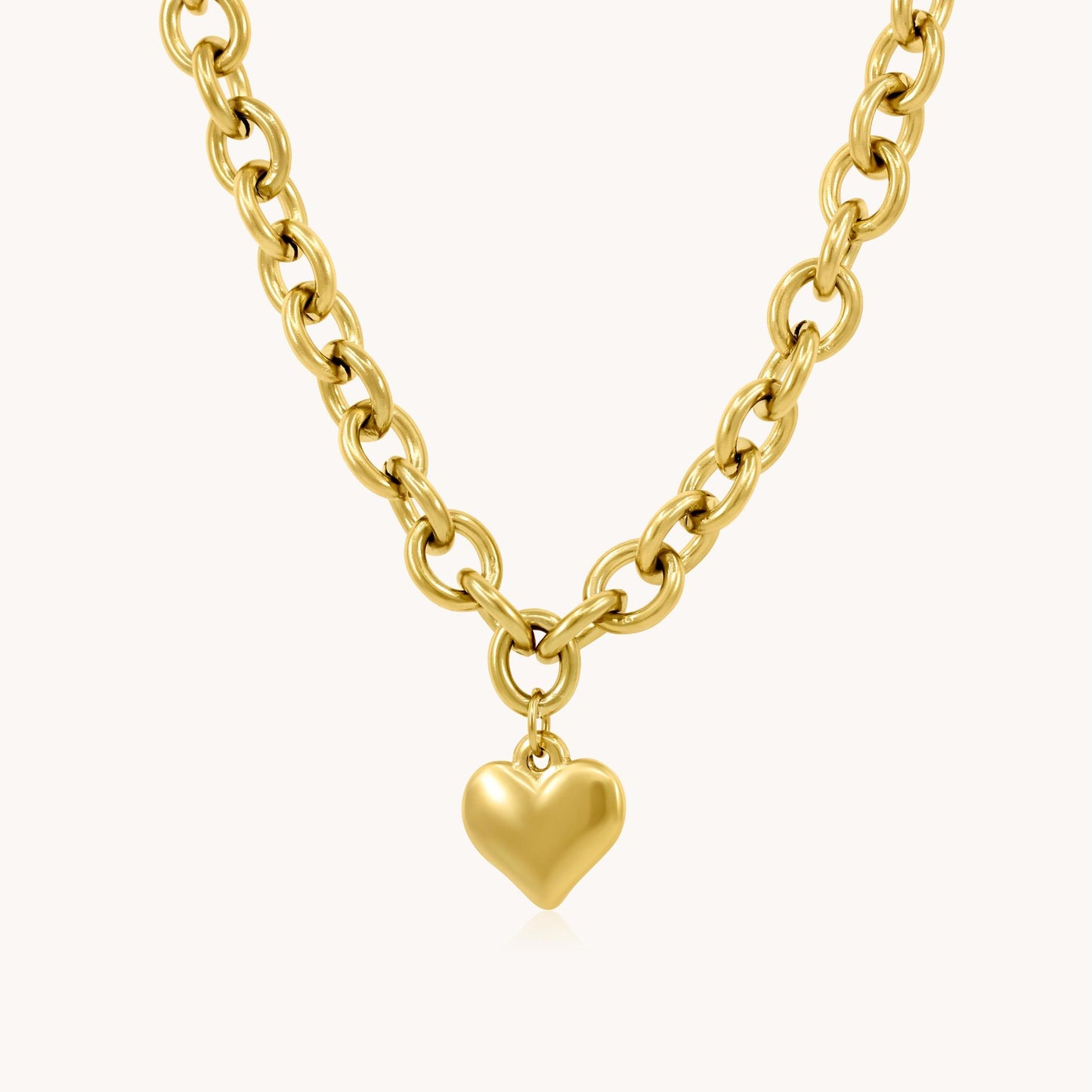 30N1201G - Chloe Heart Chunky Necklace, Gold
