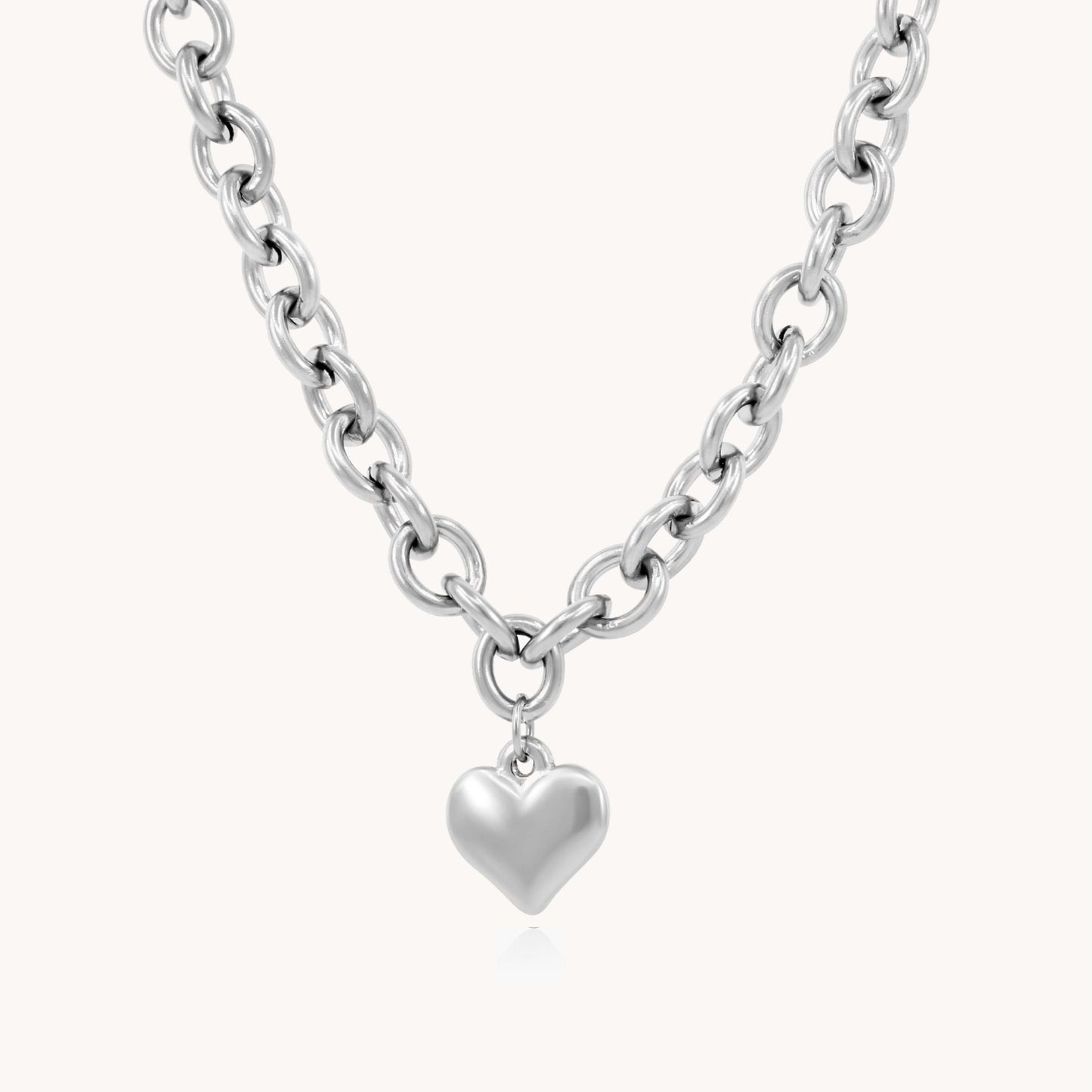 30N1201 - Chloe Heart Chunky Necklace, Silver