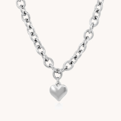 30N1201 - Chloe Heart Chunky Necklace, Silver
