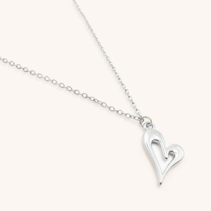 30N1613 - Open Curved Heart Fine Necklace, Silver