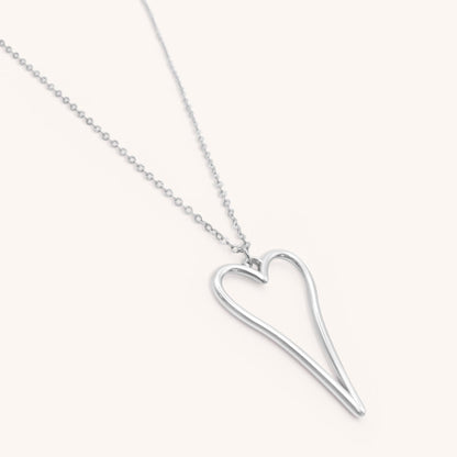 30N1616 - Hourglass Open Heart Fine Necklace, Silver