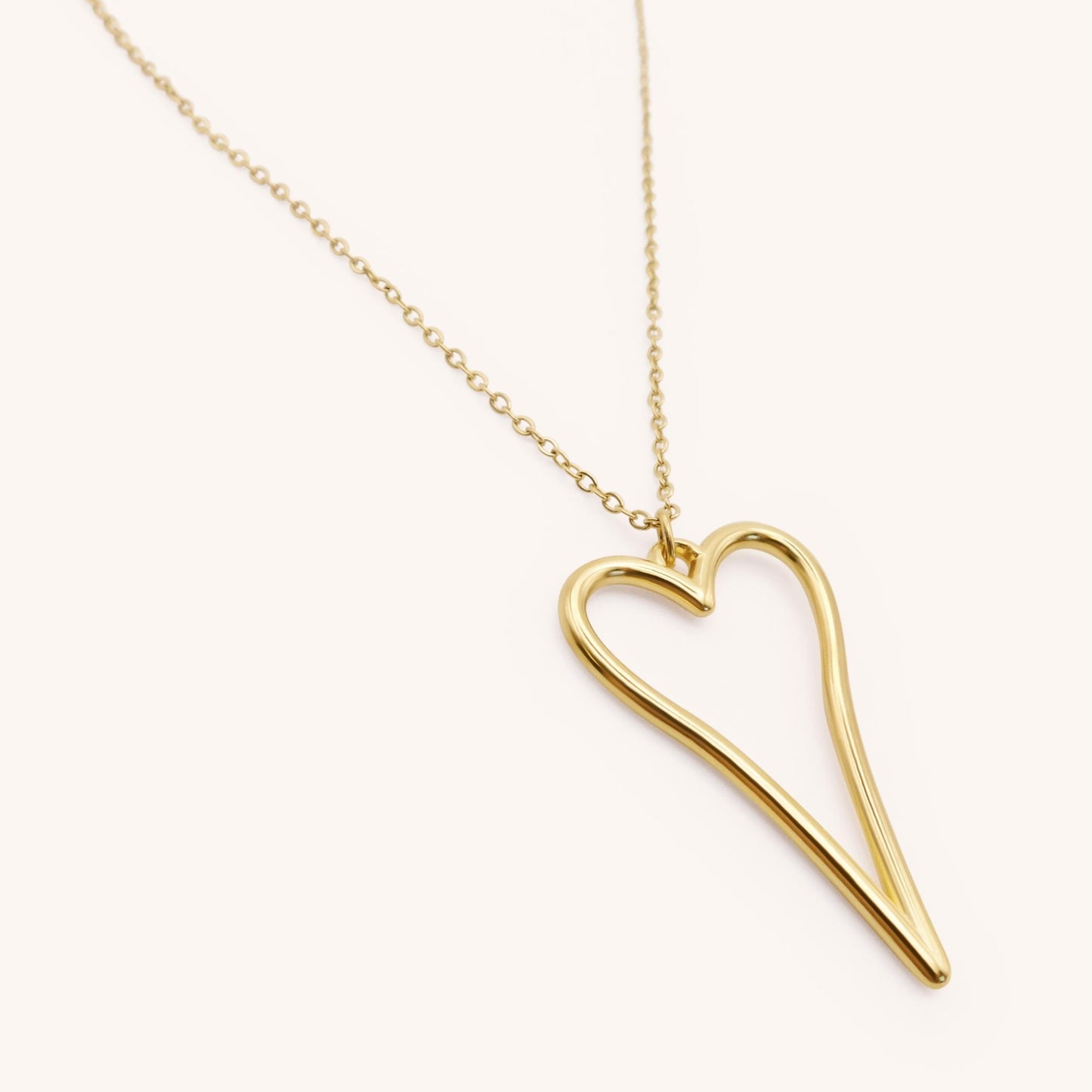 30N1616G - Hourglass Open Heart Fine Necklace, Gold