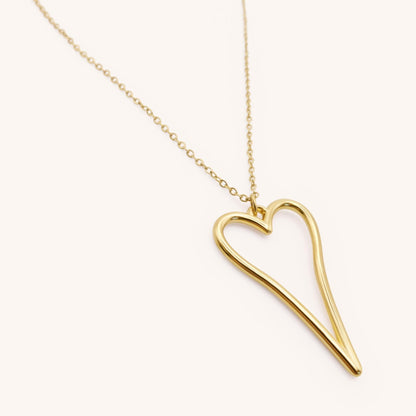 30N1616G - Hourglass Open Heart Fine Necklace, Gold