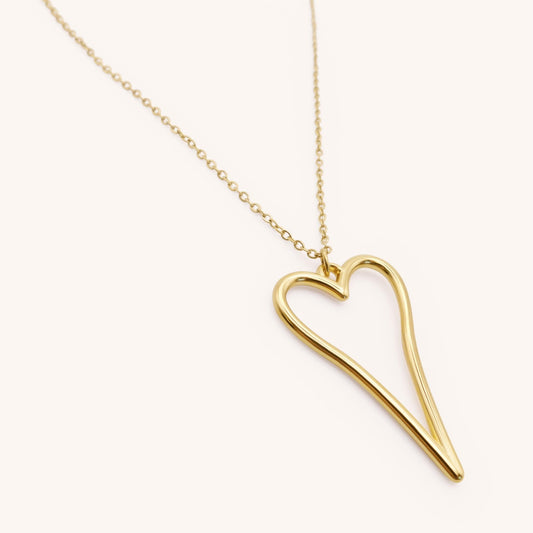 30N1616G - Hourglass Open Heart Fine Necklace, Gold