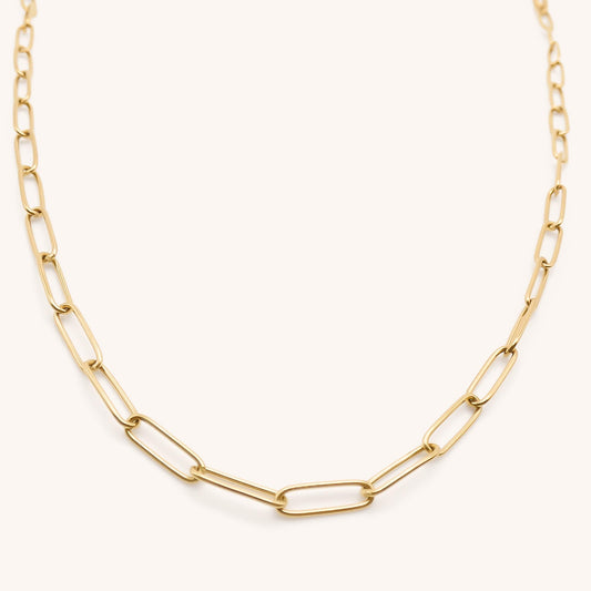 30N1825G - Paperclip Necklace, Gold