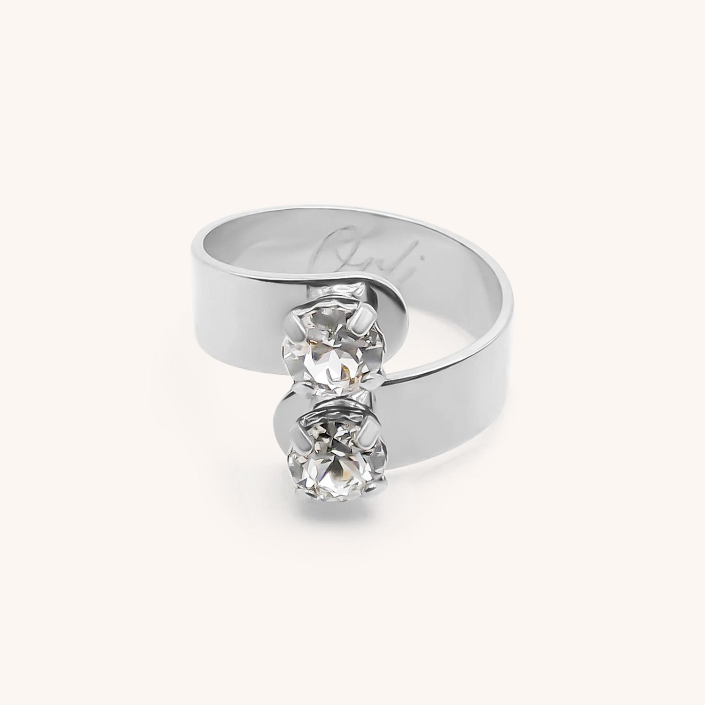30R5109 - Twin Birthstone Ring, Silver