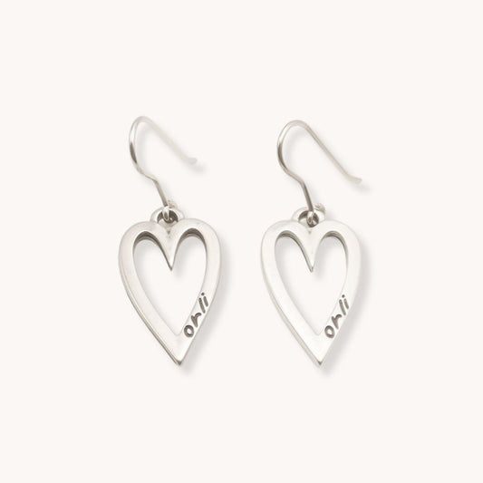 30E3099 - Mini Open Heart Hook Earrings, Silver