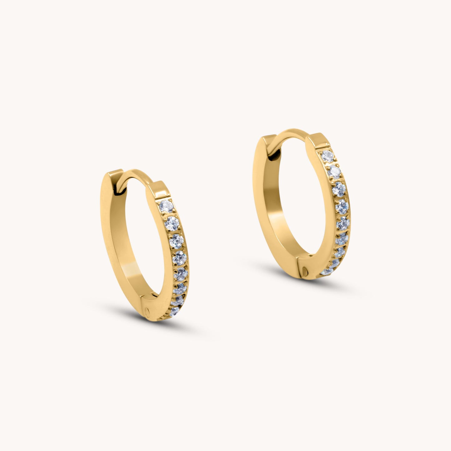 30E3125G - Crystal Pave Huggie Hoops, Gold