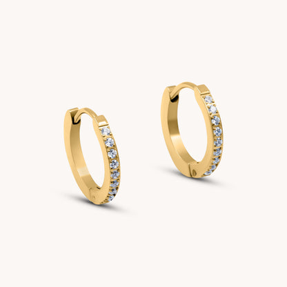 30E3125G - Crystal Pave Huggie Hoops, Gold